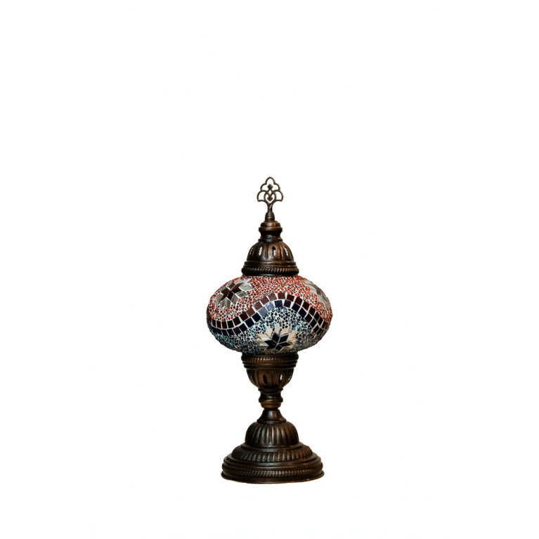 Table lamp, blue/red/yellow wave mosaic, diameter 15 cm